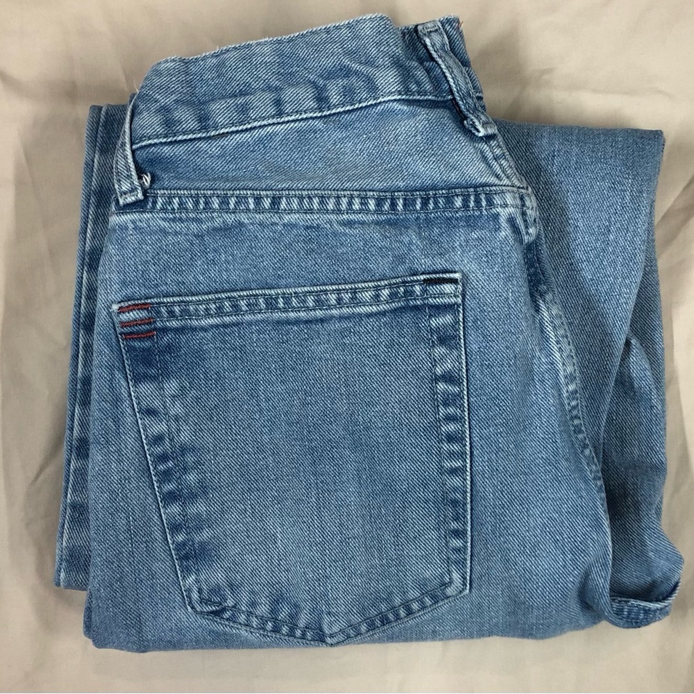BDG Light Blue High-Rise Baggy Jeans with Red Stitching